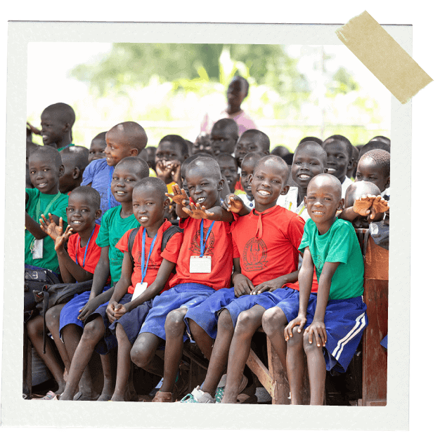 Children sitting in rows at school