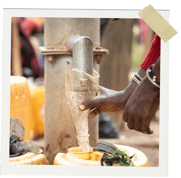 Water poured from a well into jugs