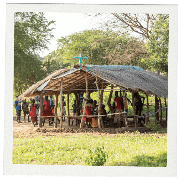 Church building in Africa with people